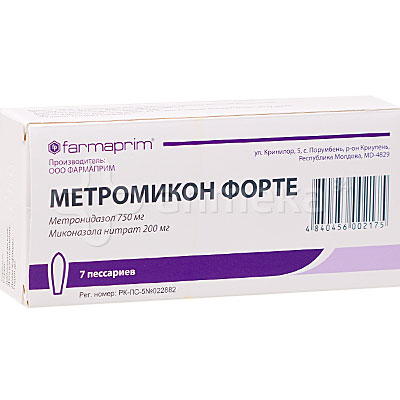 Метромикон Форте №7 супп. ваг. (Миконазол + Метронидазол) Производитель: Молдова Farmaprim